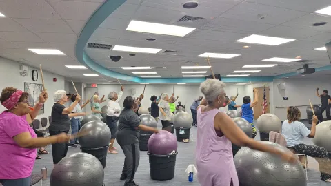 South Holland Patrons Enjoying a previous Cardio Drumming Class