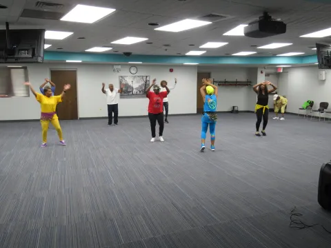 Seniors having so much fun at our Zumba!