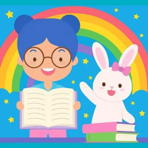 Miss Rosie and Miss Bunny reading a bookr