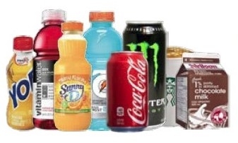 various drinks-soda, juice, chocolate milk, energy, electrolyte