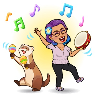 Miss Rosie dancing with an Otter in celebration