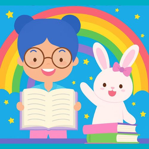 MIss Rosie and Miss Bunny reading a book