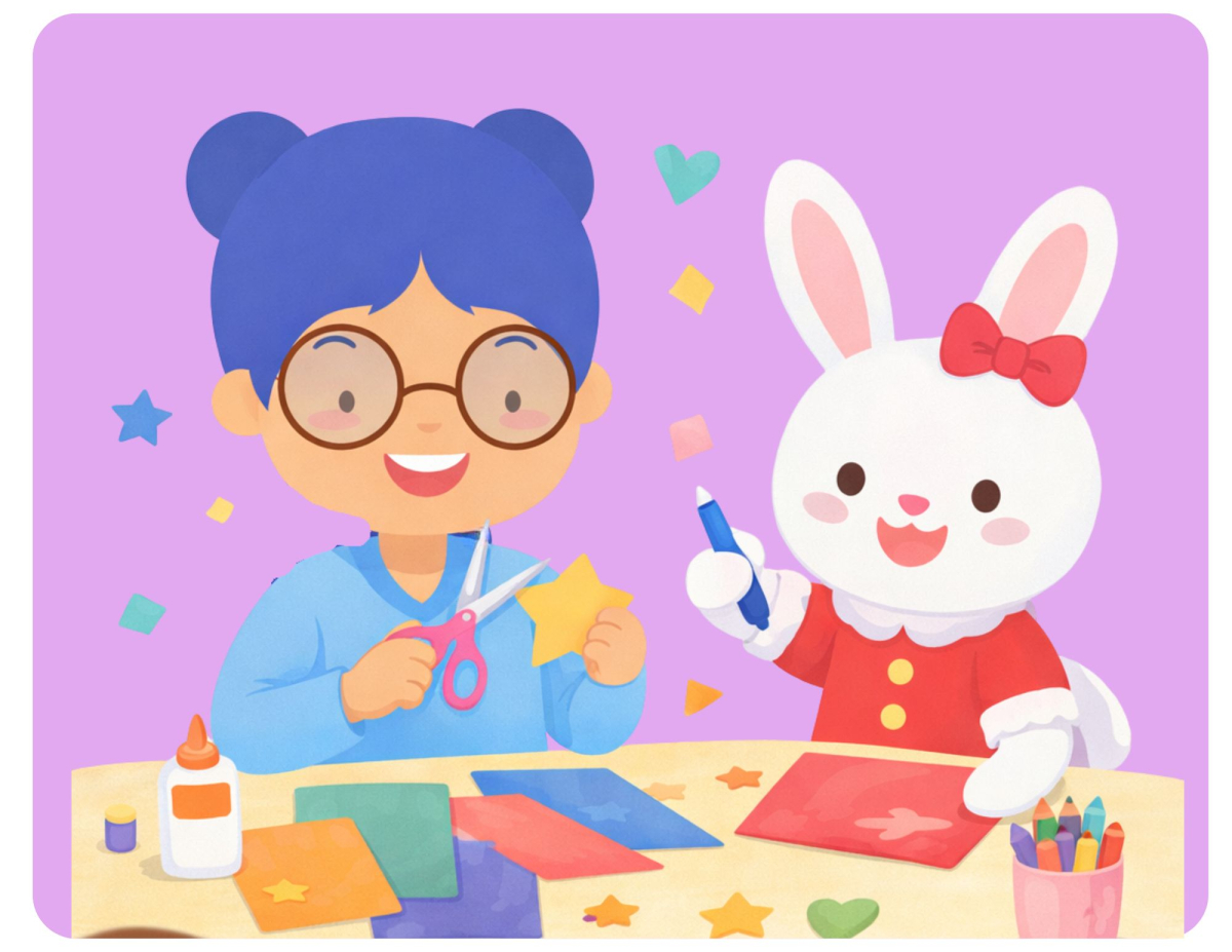 Ms Rosie and Ms Bunny crafting