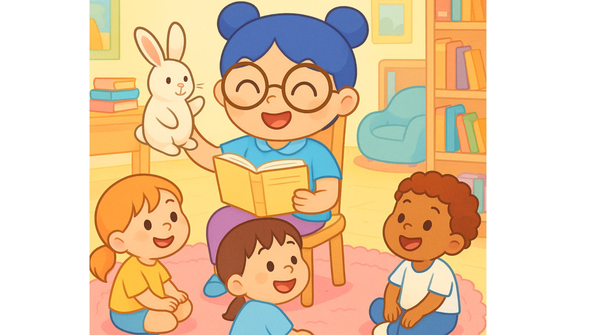 Ms Rosie and Ms Bunny leading storytime